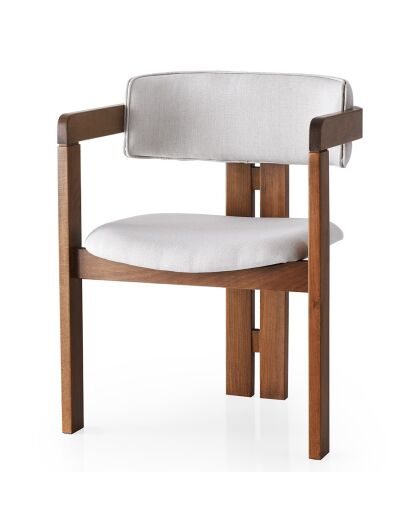 Chaise co crème/noyer  - 58x76x49 cm